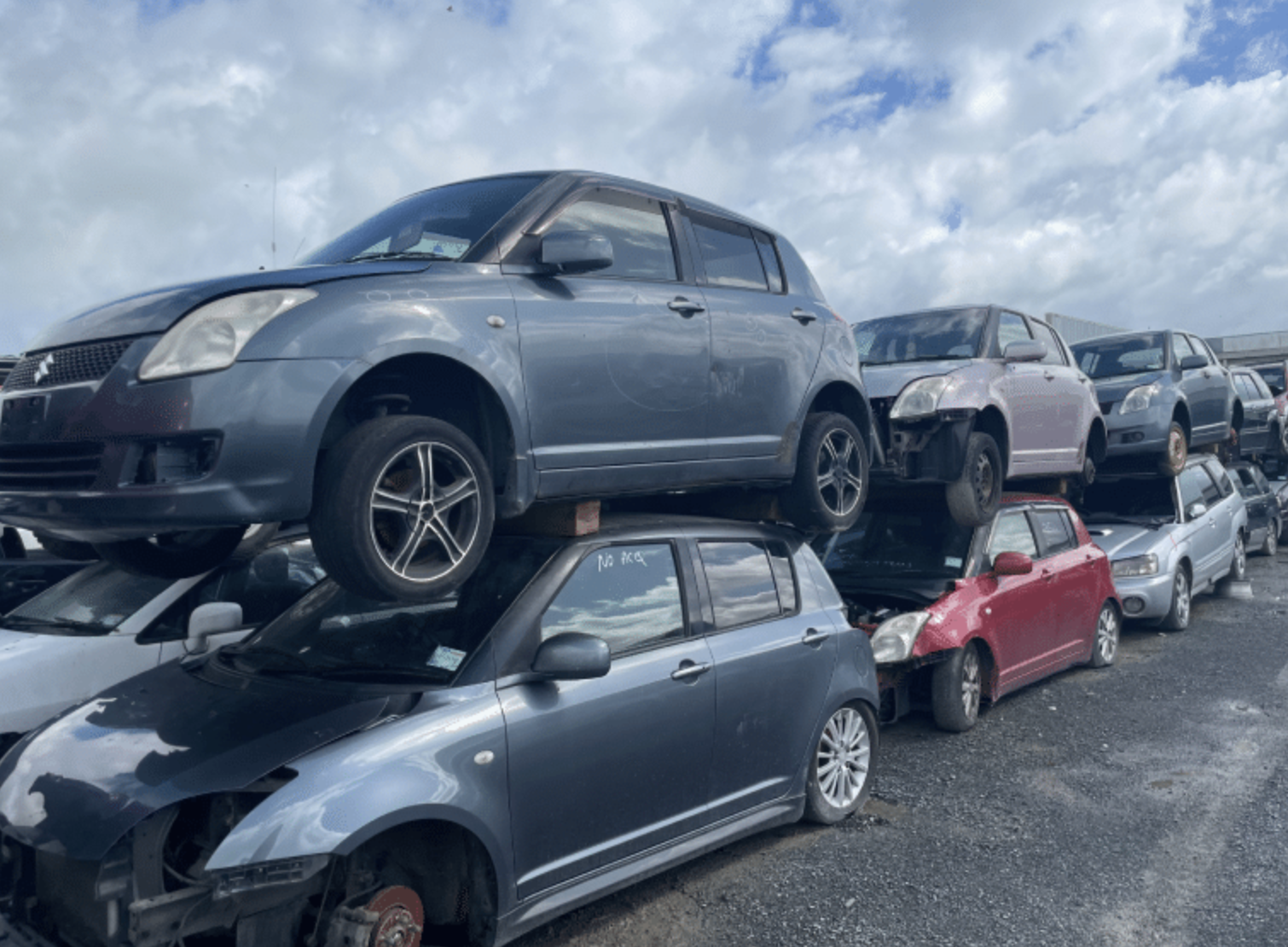 Taupo scrap yard filled with multiple old and wrecked vehicles