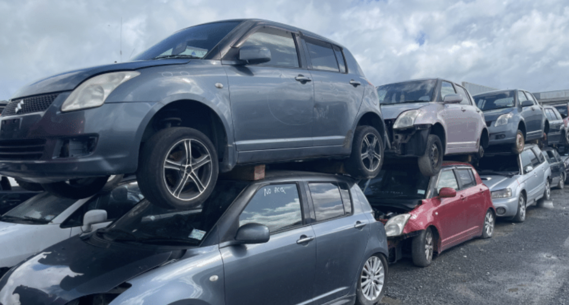 Taupo scrap yard filled with multiple old and wrecked vehicles